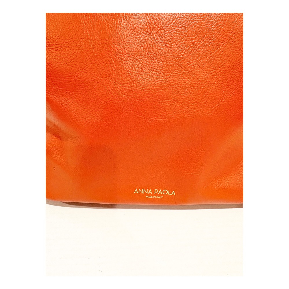 Anna Paola Monique Orange Leather Tote Bag‎ Made in Italy New - Picture 2 of 7